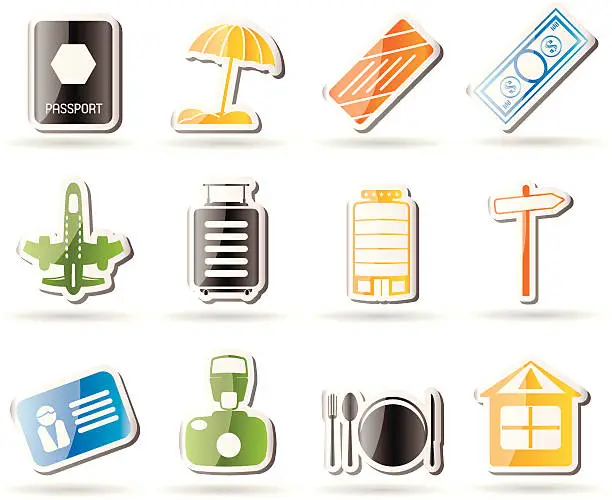 Vector illustration of Simple Travel, Holiday and Trip Icons