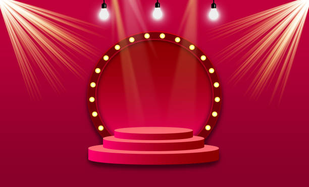 stage podium and red curtain. vector illustration - 24252 imagens e fotografias de stock