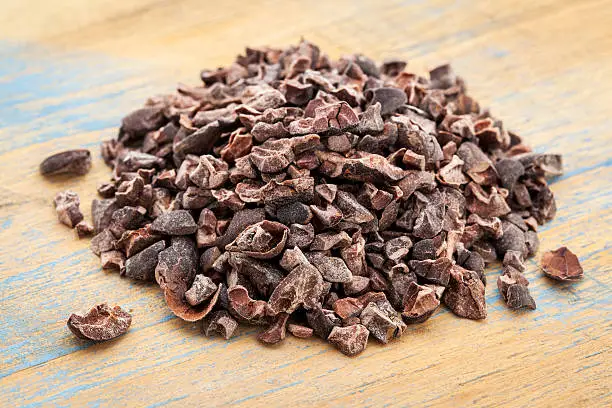 Photo of raw cacao nibs