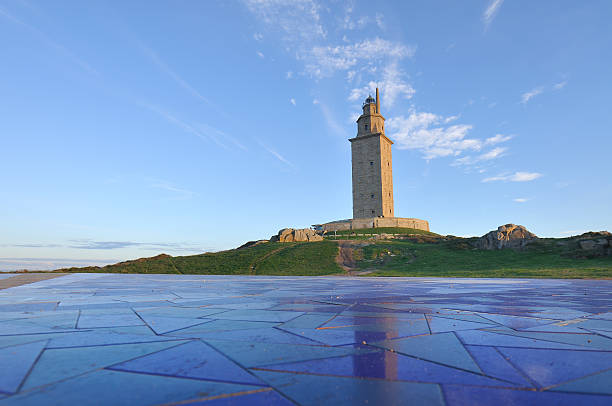 Lighthouse Hercules Tower, symbol the city of A Coruña Lighthouse Hercules Tower, symbol of the city of A Coruña (Galicia) Spain. Phoenician and Roman ancient lighthouse that overlooks the Atlantic ocean. a coruna province stock pictures, royalty-free photos & images