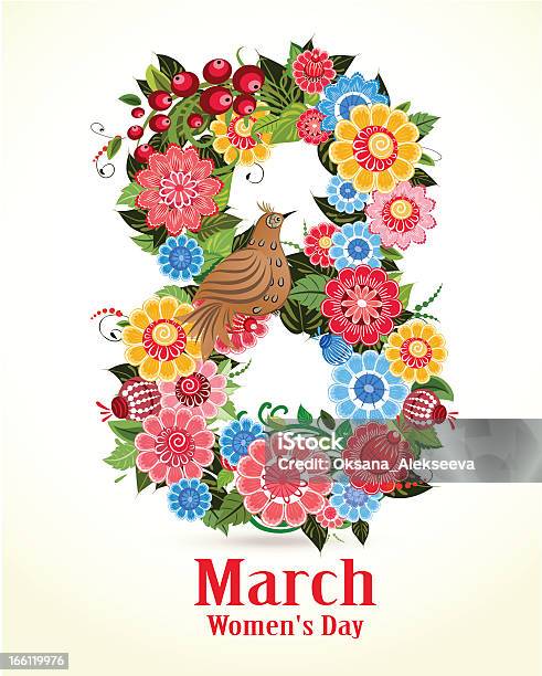 Greeting Card With March 8 Stock Illustration - Download Image Now - Abstract, Adult, Backgrounds