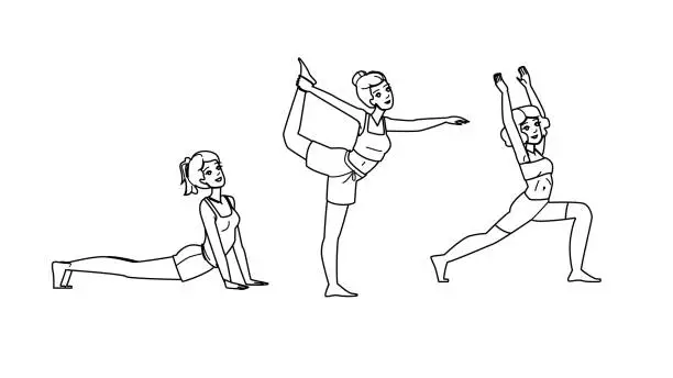 Vector illustration of sea woman yoga beach vector
