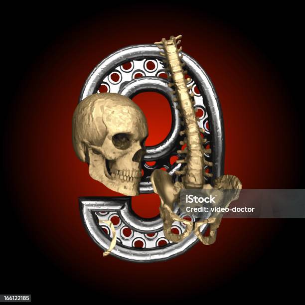 Vector Metal Figure 9 With Skeleton Stock Illustration - Download Image Now - Alphabet, Aluminum, Anatomy