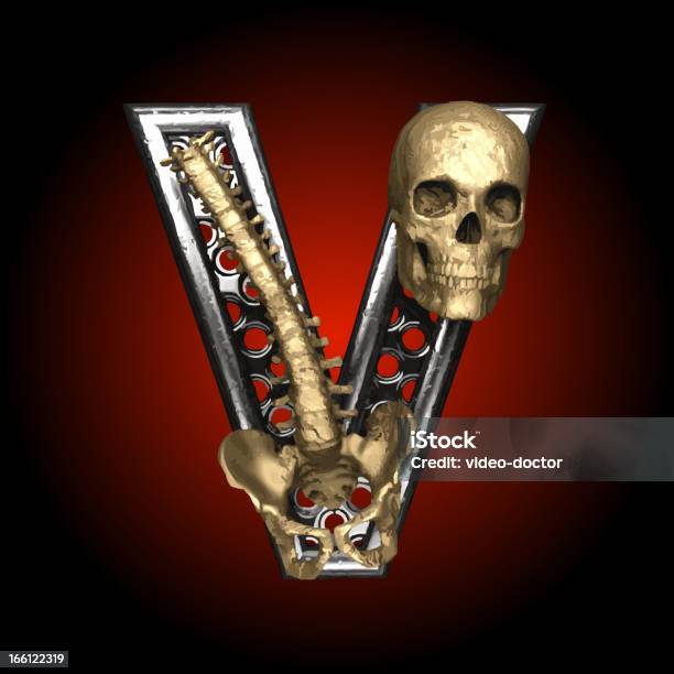 Vektor Metal Abbildung V Mit Skelett Stock Vektor Art und mehr Bilder von Alphabet - Alphabet, Aluminium, Anatomie