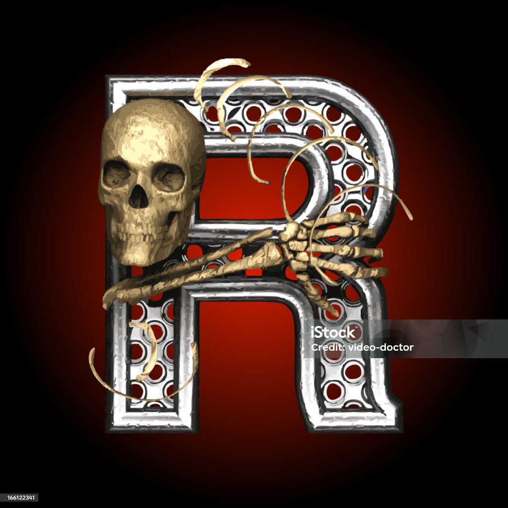 Vektor Metal Abbildung R mit Skelett - Lizenzfrei Alphabet Vektorgrafik