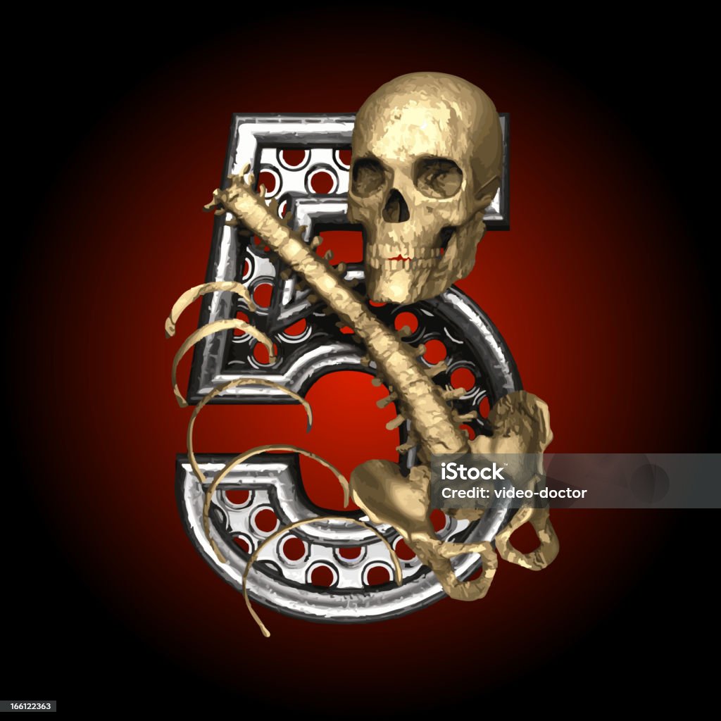 Vektor Metal Abbildung 5 mit Skelett - Lizenzfrei Alphabet Vektorgrafik