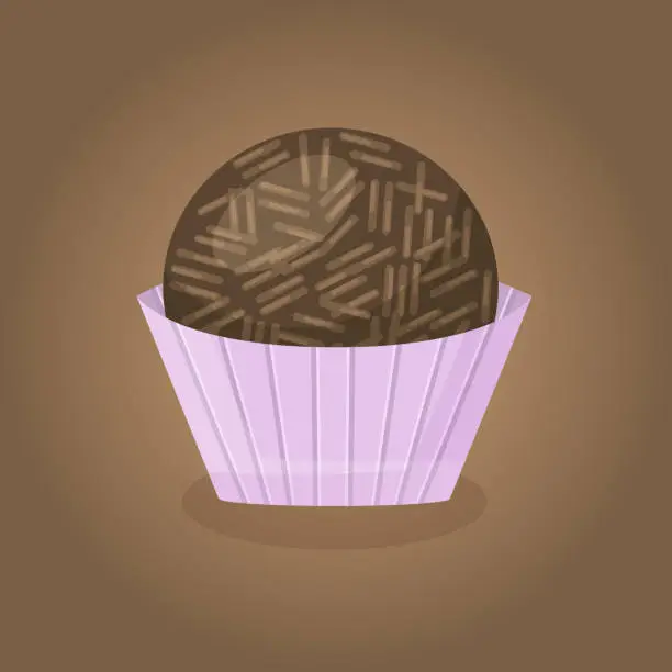 Vector illustration of Traditional Brazilian dessert brigadeiro. illustration of Latino American dish.