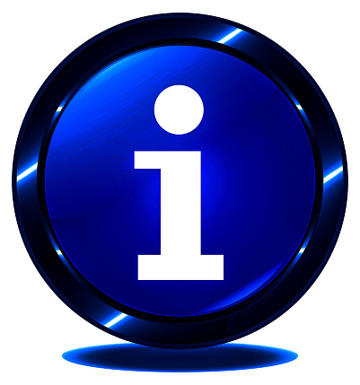 A 3D rendering of the information icon in a circle
