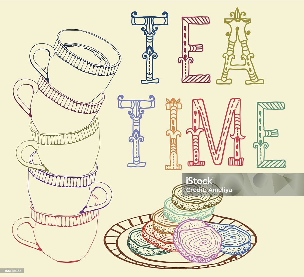 Fond de temps thé Vintage - clipart vectoriel de Biscuit libre de droits