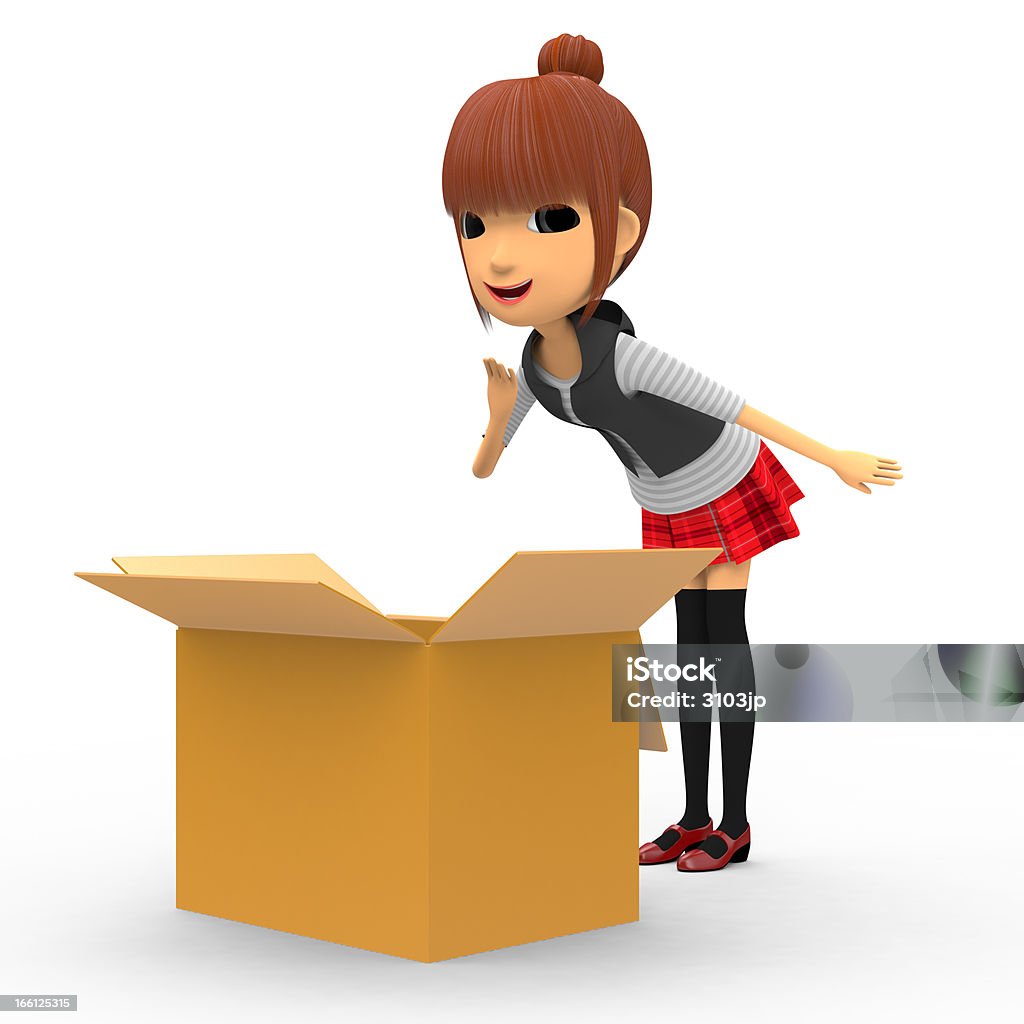 Look in a cardboard box 3D render Adult Stock Photo