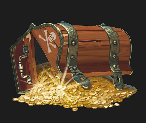 pirate treasure chest vector art illustration
