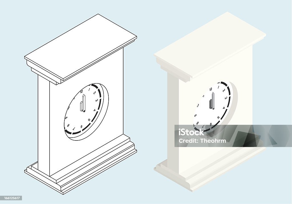 Isométricos de reloj - arte vectorial de Contorno libre de derechos