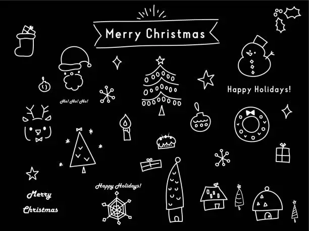 Vector illustration of A stylish Christmas illustration set.
It is stylish with a simple line drawing.