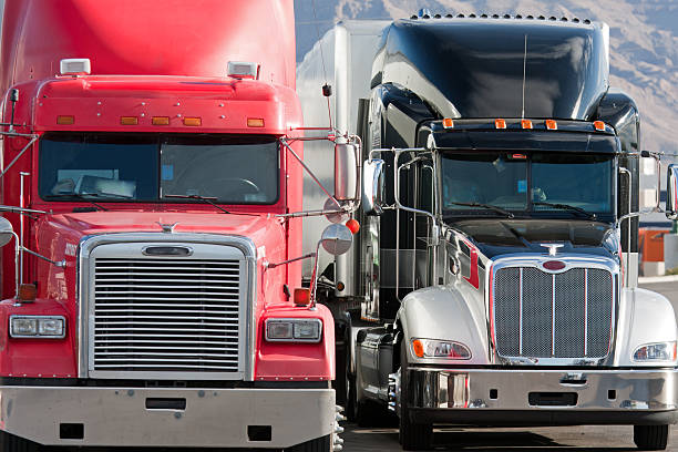 2 two trucks truck fleet stock photo