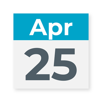 Calendar Leaf with Date April 25