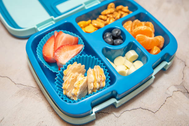istock School lunch bento box with ham and cheese, fruit, and crackers. 1661266324