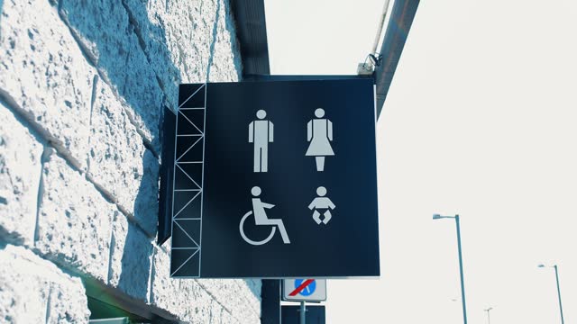 Toilet sign. Pointer wc. handicap toilet sign. Toilet sign in shopping mall . sign. pointer. signpost . toilet or WC. Signboard toilet sign.