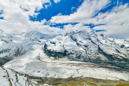 Panoramic view of the Gorner Glacier in Zermatt, Switzerland