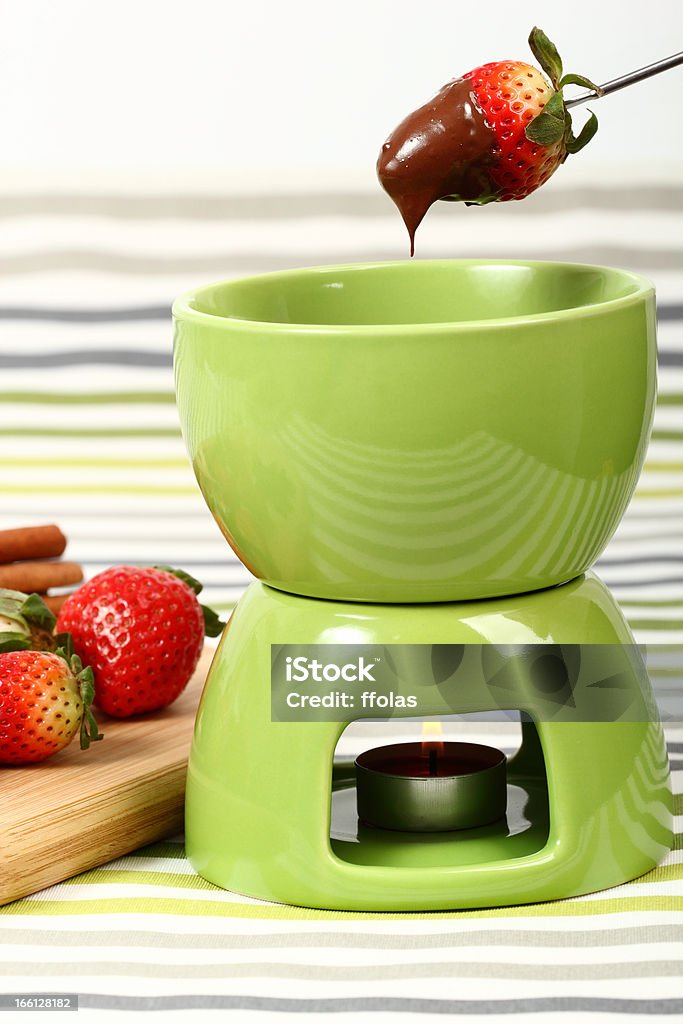 Strawberry Fondue de Chocolate - Foto de stock de Alimento libre de derechos