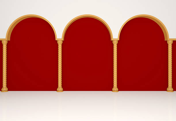 istock Luxurious red wall with graceful columns and arches 166128274