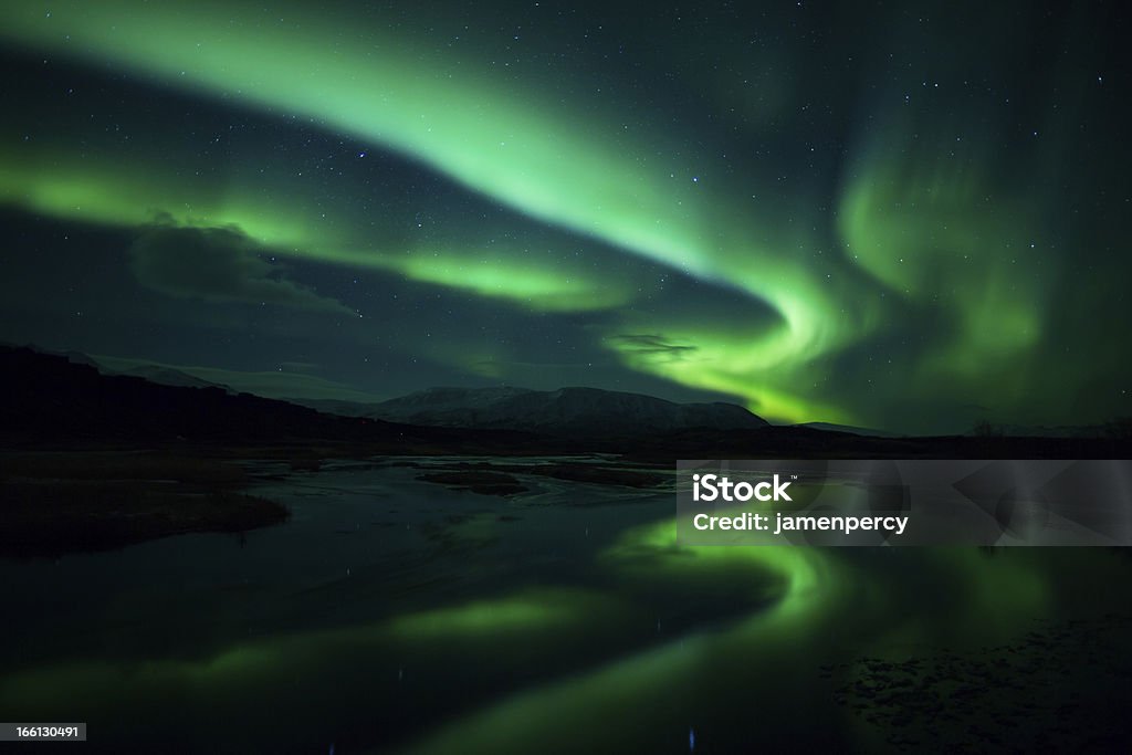 Aurora borealis (Northern ライト）、アイスランド - 北極光のロイヤリティフリーストックフォト