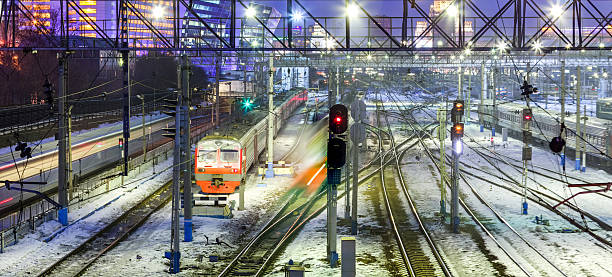 istock Panorama of large railway junction 166130528