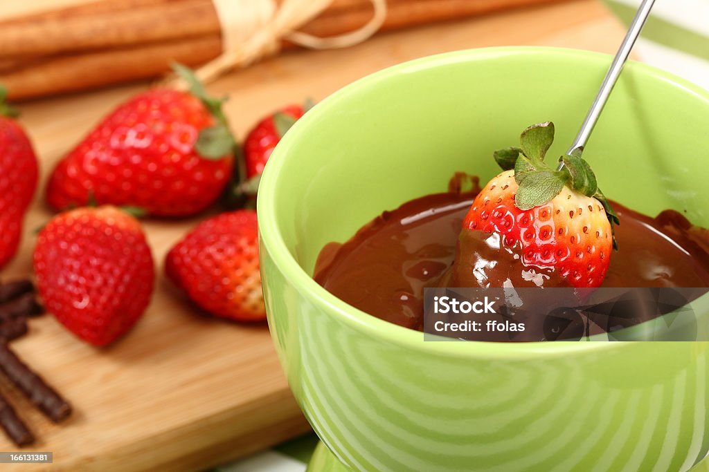 Schokolade Erdbeere-Fondue - Lizenzfrei Beere - Obst Stock-Foto