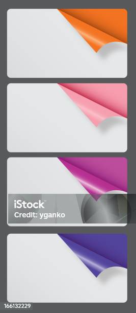 Set Of Gift Cards With Rolled Corners Vector Illustration Stock Illustration - Download Image Now