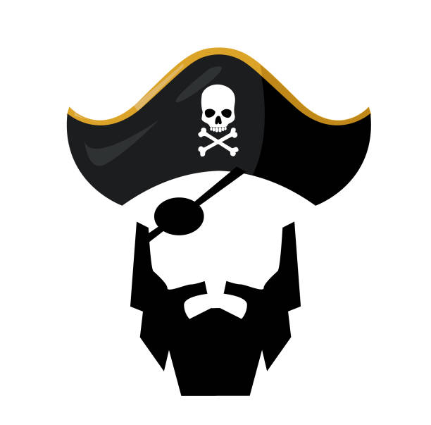 Bearded pirate with pirathat vector art illustration