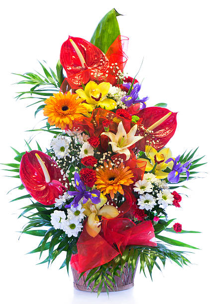 istock Bright flower bouquet isolated on white 166133085