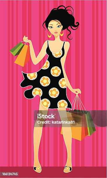 Junge Mädchen Shopping Stock Vektor Art und mehr Bilder von Ausverkauf - Ausverkauf, Boutique, Design