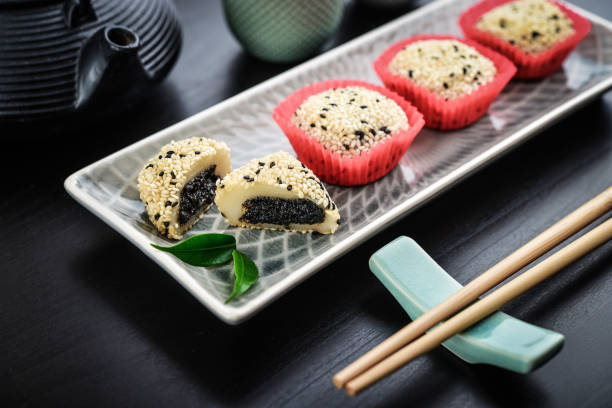 istock Mochi assortment on plate with chopticks 1661347776