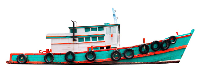 Fishing boat isolated on white background with clipping path