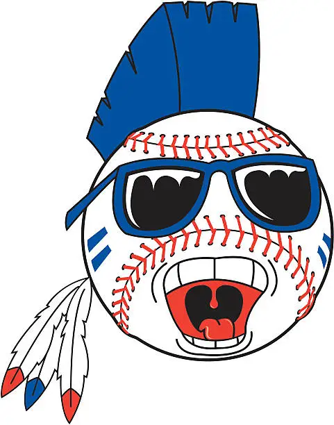 Vector illustration of Baseball with Mohawk