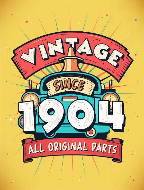Vector illustration of Vintage Since 1904, Born in 1904 Vintage Birthday Celebration.