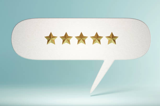 istock 3D Illustration , Five gold star rate review customer ICON . 1661377384