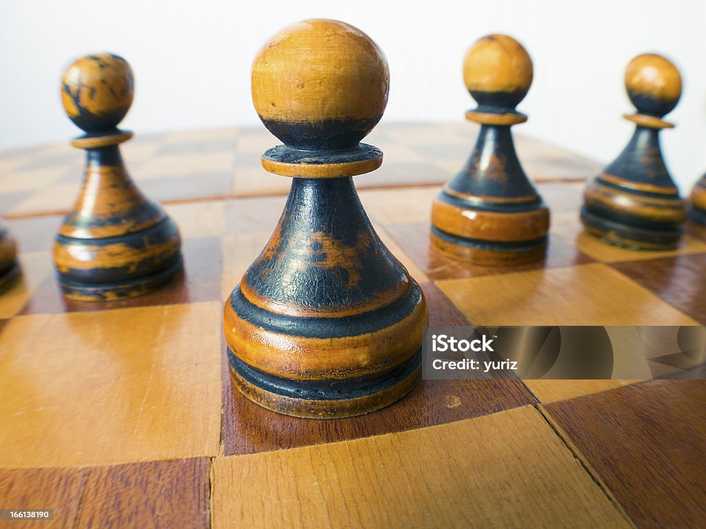 Preto pawns - Foto de stock de Antigo royalty-free
