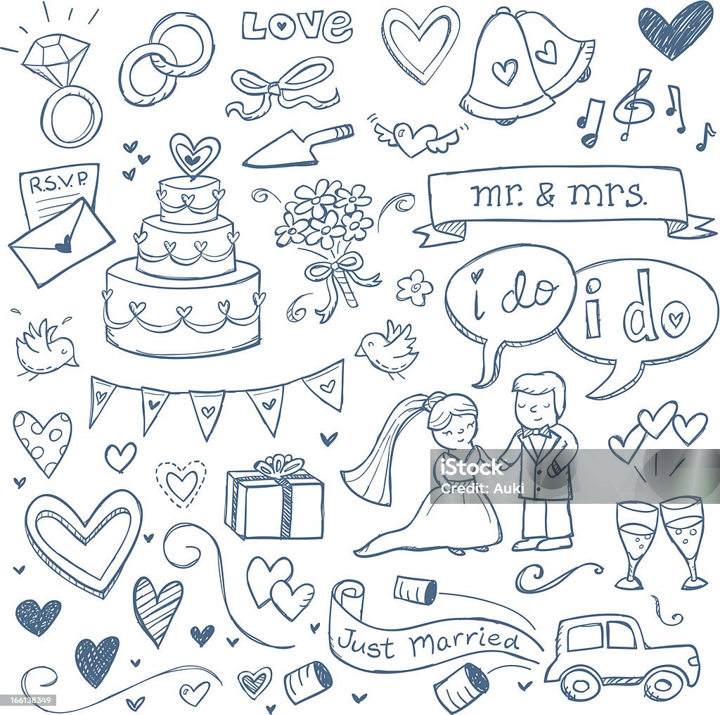 Wedding Doodles Wedding illustrations drawn in a doodled style. Wedding stock vector