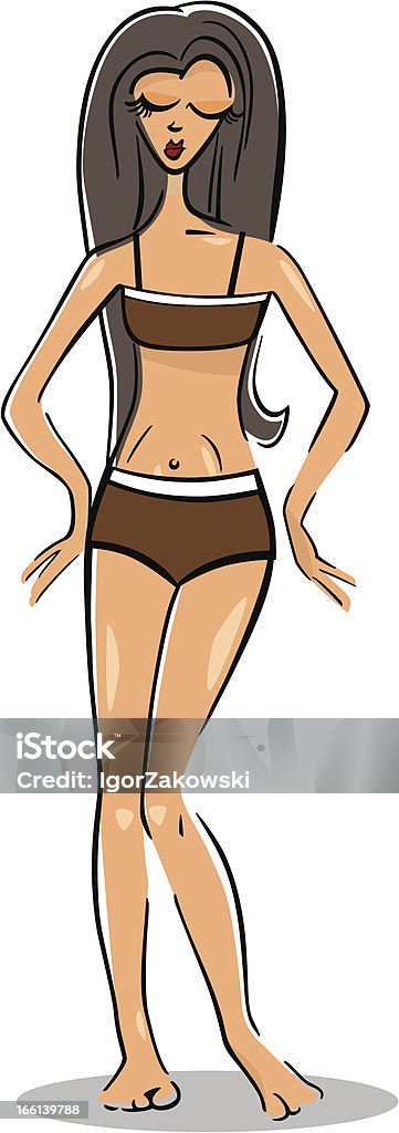 Bella donna in bikini o costume da bagno - arte vettoriale royalty-free di Abbigliamento
