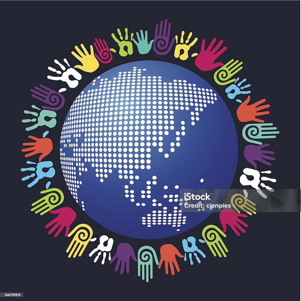 Diversidad manos mundo - arte vectorial de Grupo multiétnico libre de derechos
