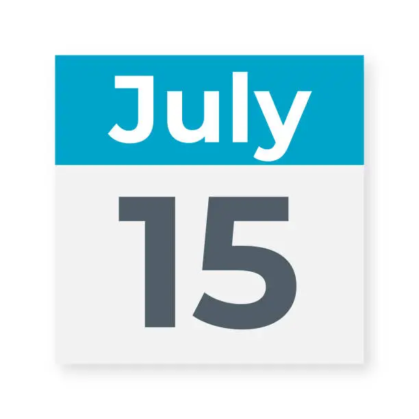 Vector illustration of July 15 - Calendar Leaf. Vector Illustration