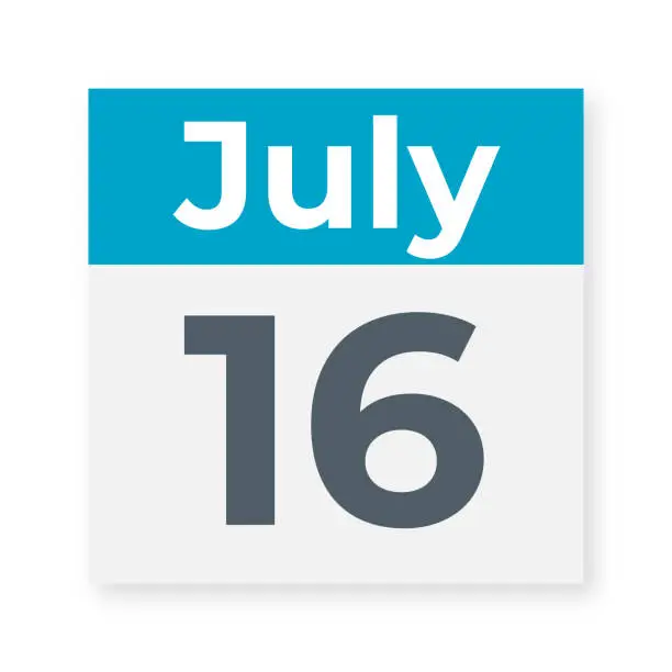 Vector illustration of July 16 - Calendar Leaf. Vector Illustration