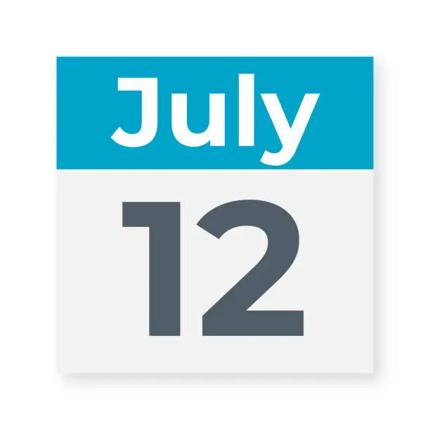 Vector illustration of July 12 - Calendar Leaf. Vector Illustration
