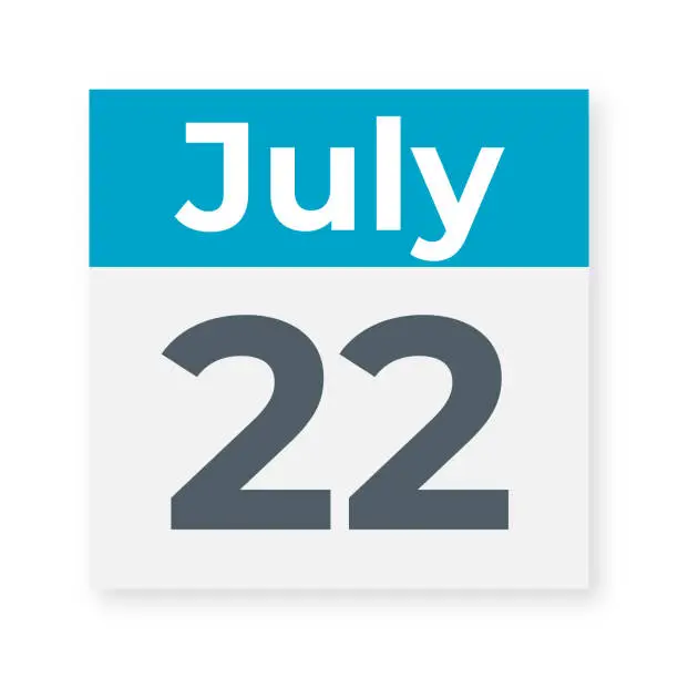 Vector illustration of July 22 - Calendar Leaf. Vector Illustration