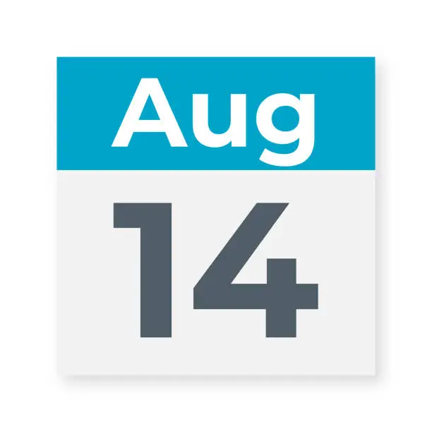 Vector illustration of August 14 - Calendar Leaf. Vector Illustration