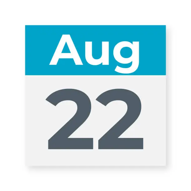 Vector illustration of August 22 - Calendar Leaf. Vector Illustration