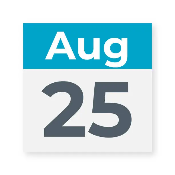 Vector illustration of August 25 - Calendar Leaf. Vector Illustration