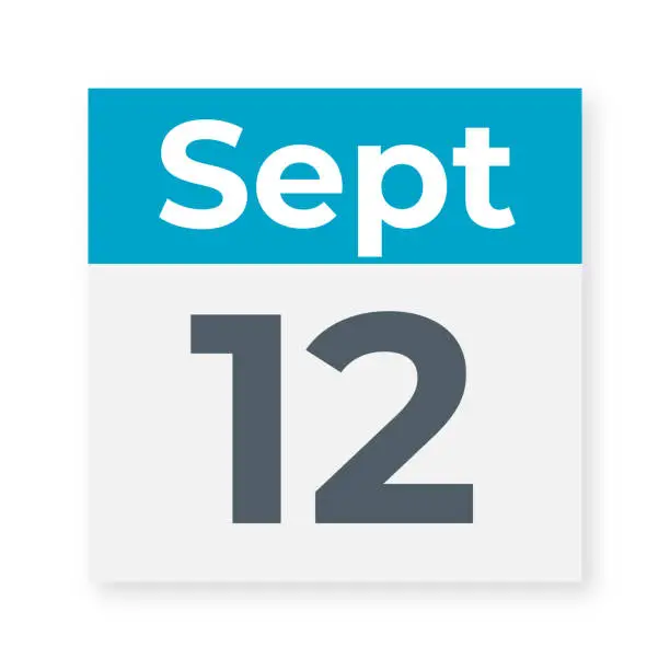 Vector illustration of September 12 - Calendar Leaf. Vector Illustration