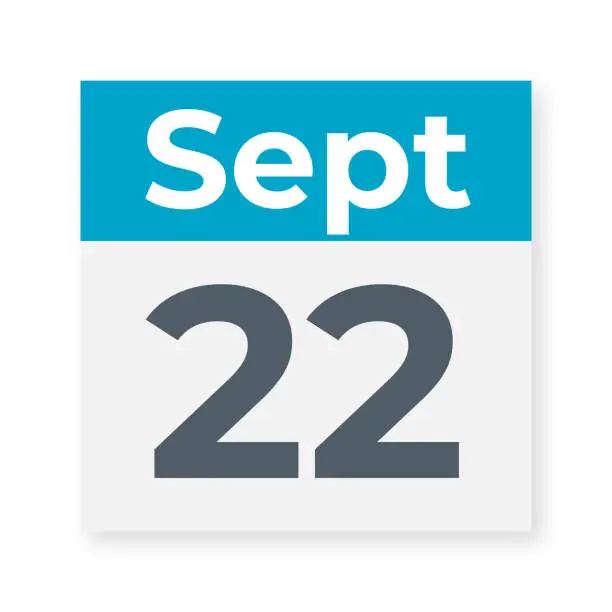 Vector illustration of September 22 - Calendar Leaf. Vector Illustration