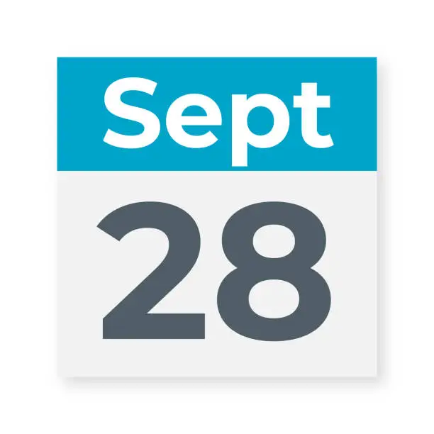 Vector illustration of September 28 - Calendar Leaf. Vector Illustration